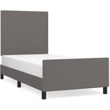 vidaXL Bettgestell mit Kopfteil Grau 90x200 cm Kunstleder