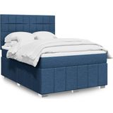 vidaXL Boxspringbett mit Matratze Blau 140x190 cm Stoff