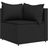 vidaXL Garten-Ecksofas mit Kissen 2 Stk. Schwarz Poly Rattan