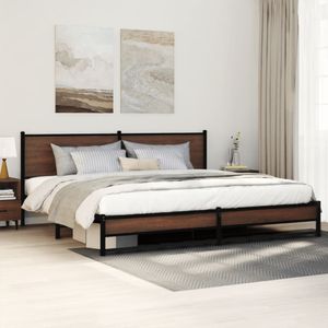 vidaXL Metallbett ohne Matratze Braun Eichen-Optik 193x203 cm