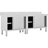 vidaXL Arbeitsschränke mit Schiebetüren 2 Stk. 240x50x(95-97) cm Edelstahl