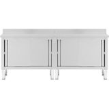 vidaXL Arbeitsschränke mit Schiebetüren 2 Stk. 240x50x(95-97) cm Edelstahl
