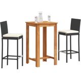 vidaXL 3-tlg. Gartenbar-Set Schwarz Massivholz Akazie und Poly Rattan