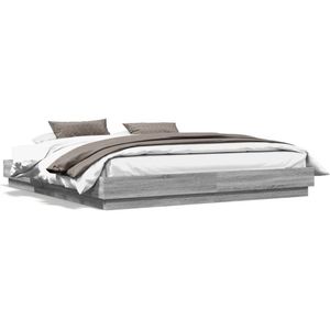 vidaXL Bettgestell mit LED Grau Sonoma 180x200 cm
