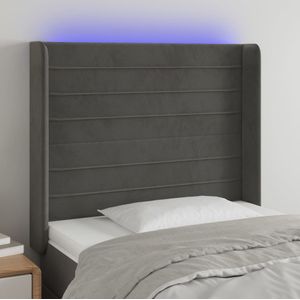 vidaXL LED Kopfteil Dunkelgrau 83x16x118/128 cm Samt