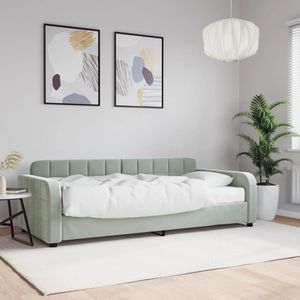 vidaXL Tagesbett mit Matratze Hellgrau 90x200 cm Samt