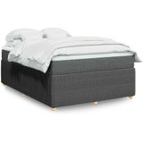 vidaXL Boxspringbett mit Matratze Dunkelgrau 160x200 cm Stoff