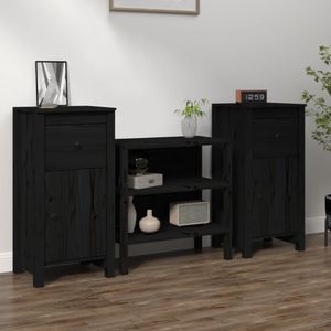 vidaXL Sideboards 2 Stk. Schwarz 40x35x80 cm Massivholz Kiefer