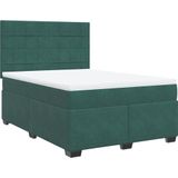 vidaXL Boxspringbett mit Matratze Dunkelgrün 140x190 cm Samt
