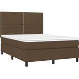 vidaXL Boxspringbett mit Matratze & LED Dunkelbraun 140x200 cm Stoff