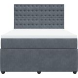 vidaXL Boxspringbett mit Matratze Dunkelgrau 160x200 cm Samt