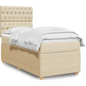 vidaXL Boxspringbett mit Matratze Creme 90x190 cm Stoff