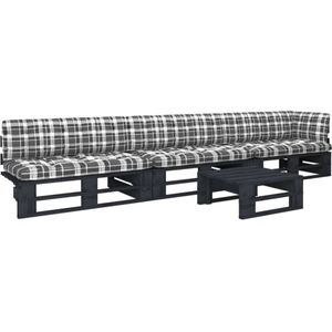 vidaXL 4-tlg. Paletten-Lounge-Set Schwarz Imprägniertes Kiefernholz