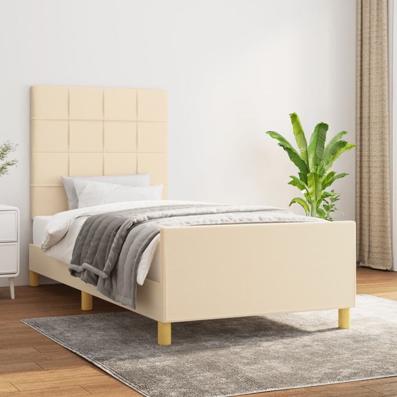 vidaXL Bettgestell ohne Matratze Blau 90x190 cm Stoff