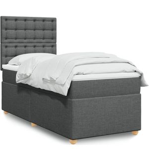vidaXL Boxspringbett mit Matratze Dunkelgrau 80x200 cm Stoff