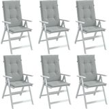 vidaXL Hochlehner-Auflagen 6 Stk. Melange Hellgrau 120x50x4 cm Stoff