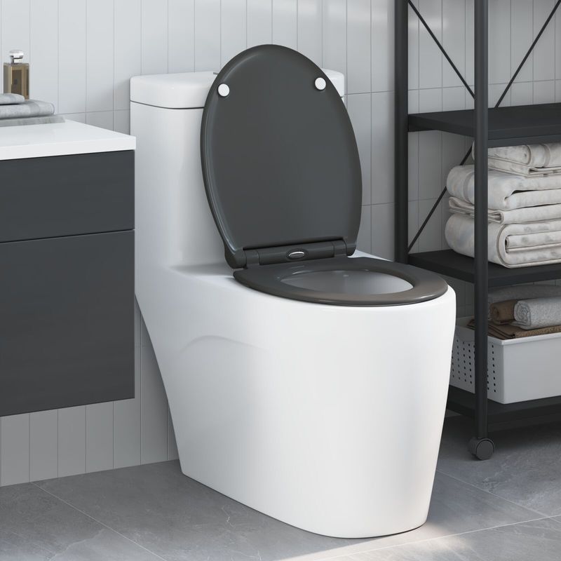 vidaXL Toilettensitz Quick Release Absenkautomatik Duroplast Anthrazit