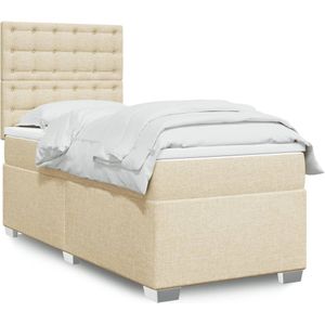 vidaXL Boxspringbett mit Matratze Creme 80x200 cm Stoff