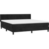 vidaXL Boxspringbett mit Matratze Schwarz 160x200 cm Samt