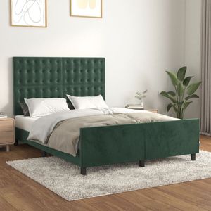 vidaXL Bettgestell ohne Matratze Dunkelgrün 140x200 cm Samt