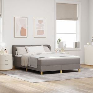 vidaXL Boxspringbett mit Matratze Taupe 140x190 cm Stoff