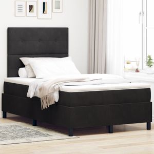 vidaXL Boxspringbett mit Matratze Schwarz 120x200 cm Samt