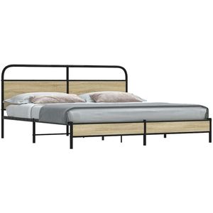 vidaXL Metallbett ohne Matratze Sonoma-Eiche 193x203 cm