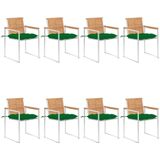 vidaXL Gartenstühle 8 Stk. mit Kissen Massivholz Teak