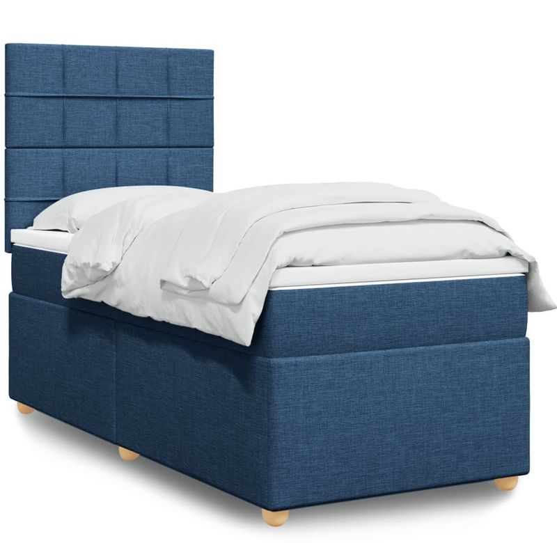 vidaXL Boxspringbett mit Matratze Blau 80x200 cm Stoff