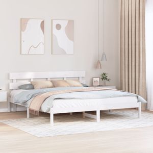 vidaXL Bettgestell mit Kopfteil Weiß 180x200 cm Massivholz Kiefer
