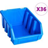 vidaXL 96-tlg. Behälter-Set für Kleinteile mit Wandplatten Blau