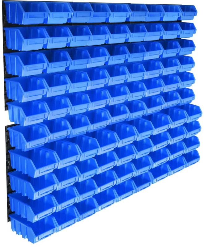 vidaXL 96-tlg. Behälter-Set für Kleinteile mit Wandplatten Blau