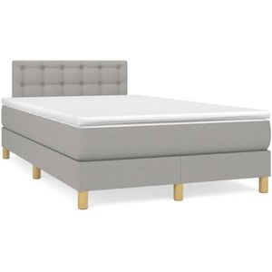 vidaXL Boxspringbett mit Matratze & LED Hellgrau 120x190 cm Stoff