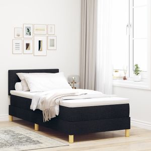 vidaXL Boxspringbett mit Matratze Schwarz 80x200 cm Stoff