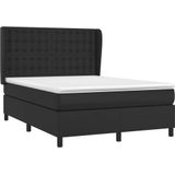 vidaXL Boxspringbett mit Matratze Schwarz 140x190 cm Kunstleder