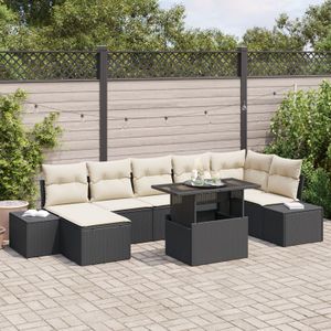 vidaXL Garten Sofa Set 8-teilig Schwarz und Beige