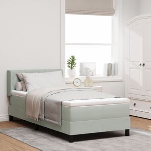 vidaXL Boxspringbett mit Matratze Hellgrau 90x200 cm Samt