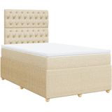 vidaXL Boxspringbett mit Matratze Creme 120x190 cm Stoff