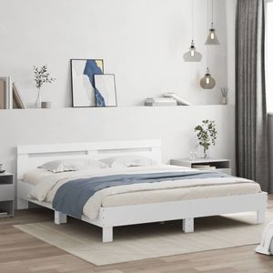vidaXL Bettgestell mit Kopfteil Weiß 160x200 cm Holzwerkstoff