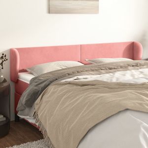 vidaXL Kopfteil mit Ohren Rosa 203x23x78/88 cm Samt