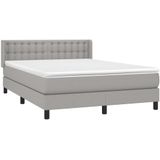 vidaXL Boxspringbett mit Matratze Hellgrau 140x190 cm Stoff