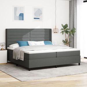 vidaXL Boxspringbett mit Matratze Dunkelgrau 200x200 cm Stoff