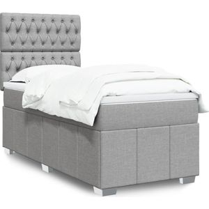 vidaXL Boxspringbett mit Matratze Hellgrau 90x190 cm Stoff