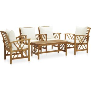 vidaXL 5-tlg. Garten-Lounge-Set mit Auflagen Massivholz Akazie