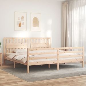 vidaXL Massivholzbett mit Kopfteil 200x200 cm