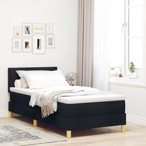 vidaXL Boxspringbett mit Matratze & LED Schwarz 100x200 cm Stoff