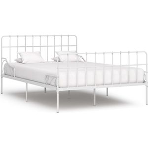 vidaXL Bettgestell mit Lattenrost Weiß Metall 140 × 200 cm