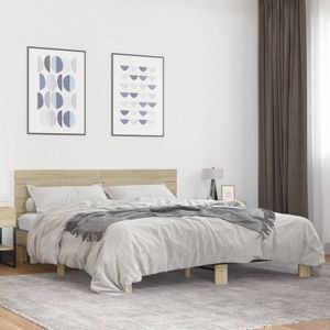 vidaXL Bettgestell Sonoma-Eiche 180x200 cm Holzwerkstoff und Metall