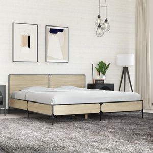 vidaXL Bettgestell Sonoma-Eiche 180x200 cm Holzwerkstoff und Metall