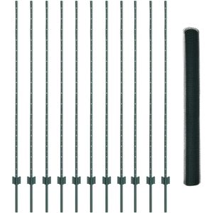 vidaXL Zaunpfosten 11 Stück U-Kanal Grün 160 cm Stahl,  Hexagon-Zaun Grün 1,6x25 m Stahl